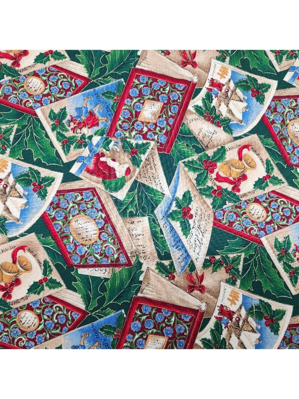 Quilting Fabric Christmas Books Cards Multi Color Fat Quarter VIP Cranston